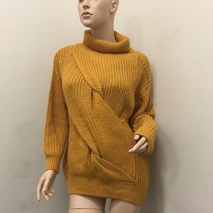 Maricano Yellow Ribbed Sweater Pull over Turtle Neck Classy comfortable